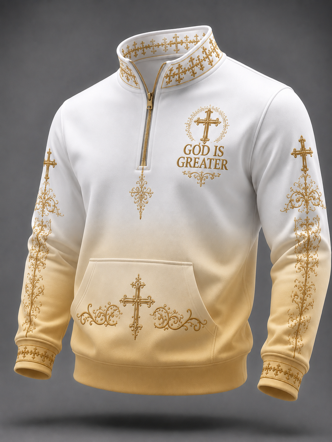 Faith Art Print Long Sleeve Zipper Sweatshirt